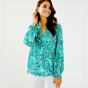 Lilly Pulitzer Angelika Top Pineapple of my Eye  Medium Emerald Isle GUC